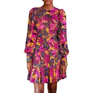 FARM Rio Pink and Yellow Long Sleeve Dress